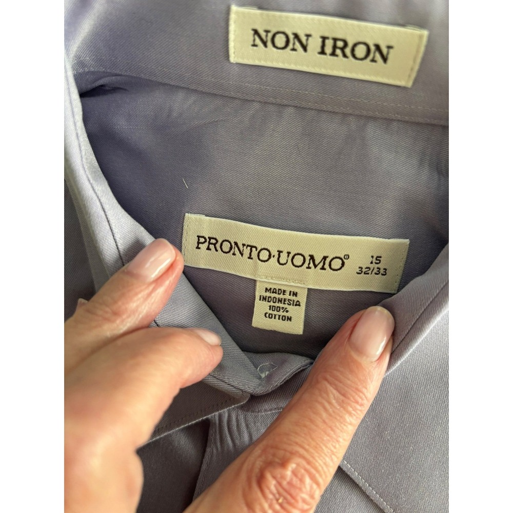 Men's Light Purple Pronto Uomo 100% Cotton Dress Shirt.‎ Office Career Business - Picture 2 of 2